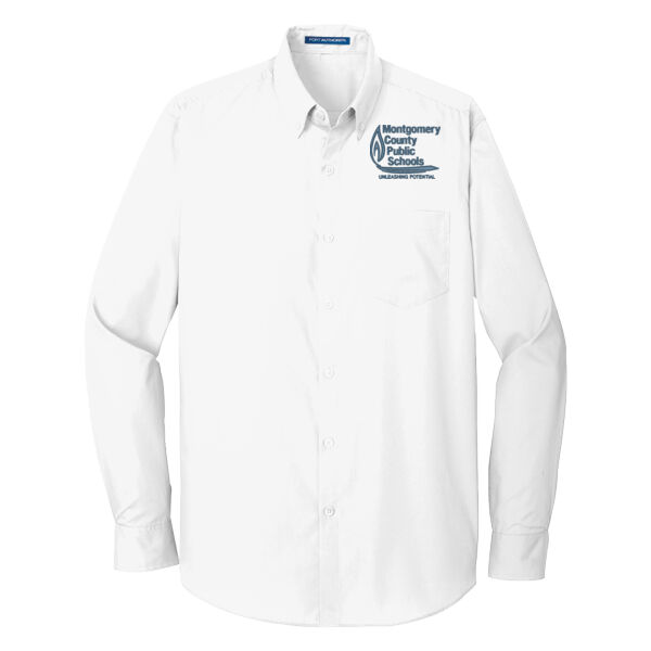 Port Authority Montgomery County Public Schools Embroidered- - Long Sleeve Carefree Poplin Shirt Thumbnail