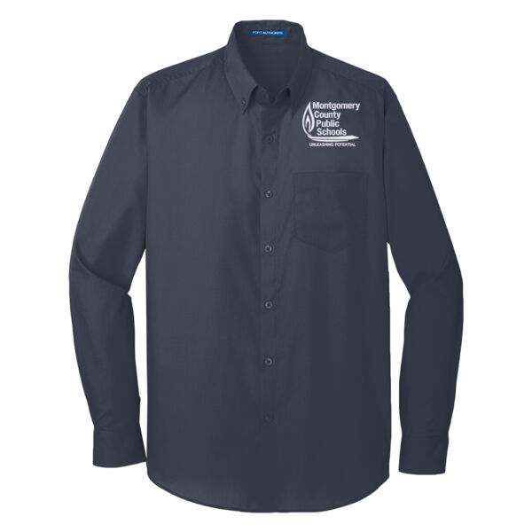 Port Authority Montgomery County Public Schools Embroidered- - Long Sleeve Carefree Poplin Shirt Thumbnail